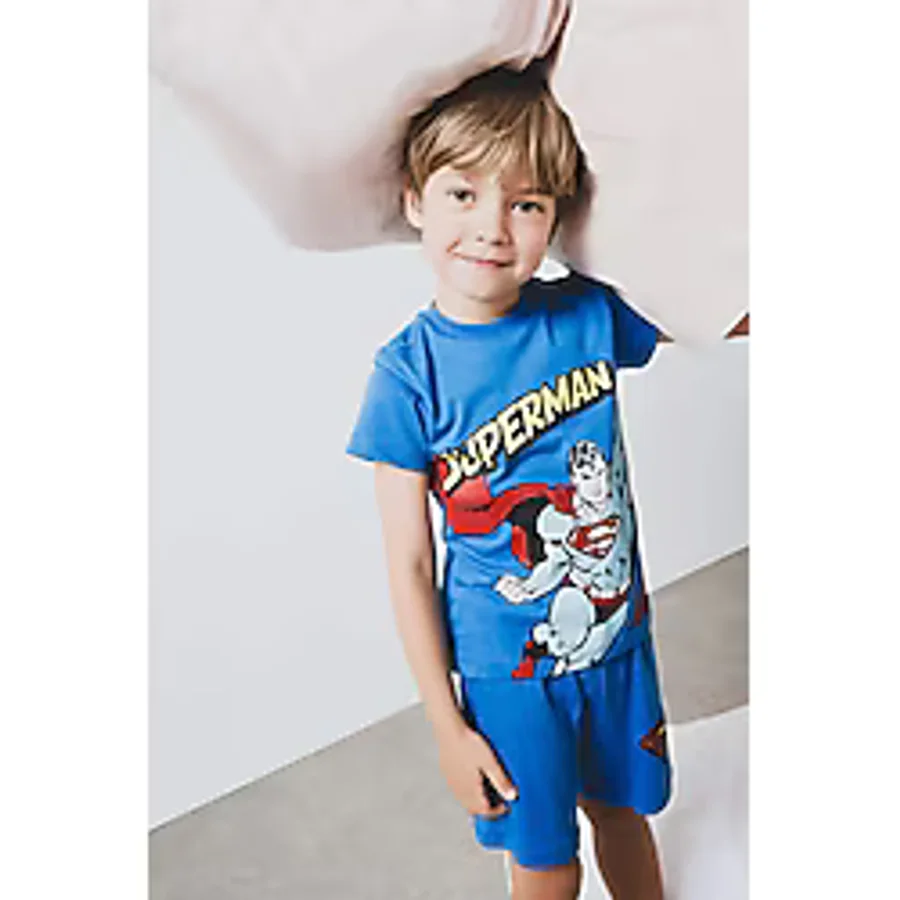 DeFacto Erkek Bebek Superman Pijama Takımı Kısa Kollu Penye Üst Beli Lastikli Şort E1189A525HSBE64