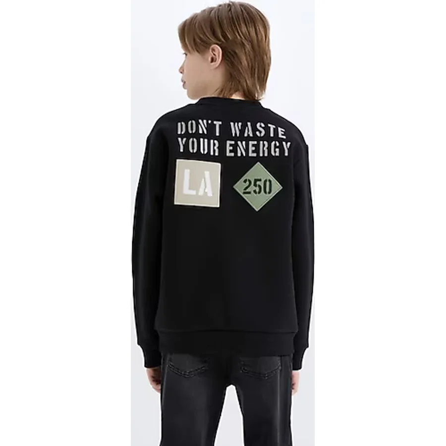 DeFacto Erkek Çocuk Bisiklet Yaka Sırt Baskılı Sweatshirt D3035A824WN