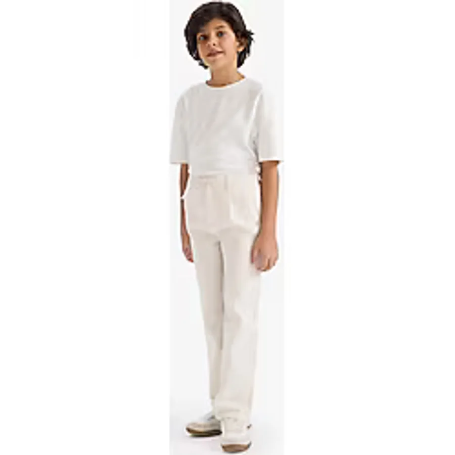 Defacto Erkek Çocuk Loose Fit Düz Paça Gabardin Pantolon G6740a826sper105 Ekru-er105