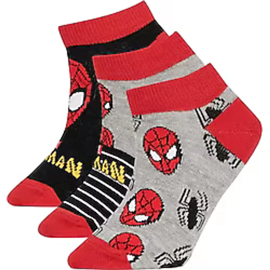 DeFacto Erkek Çocuk Marvel Spiderman 3'lü Pamuklu Patik Çorap