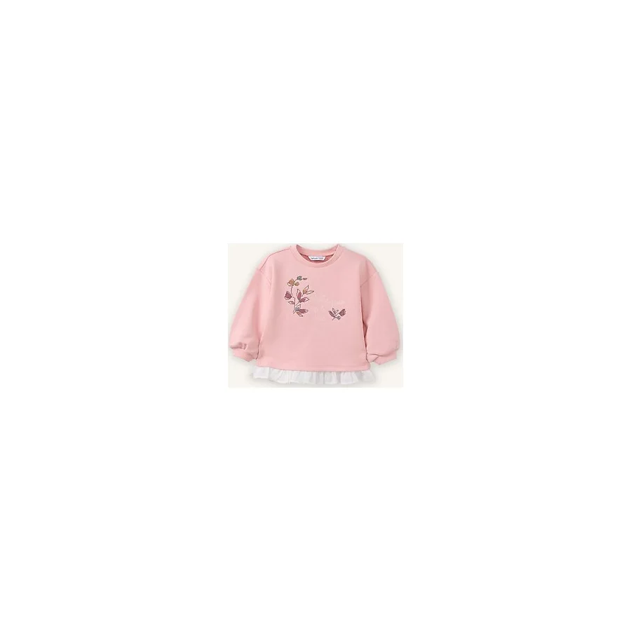 DeFacto Fırfır Detaylı Çiçekli Sweatshırt Kız Bebek G8046A526SP - Pembe-PN636 - 5 - 6 Yaş