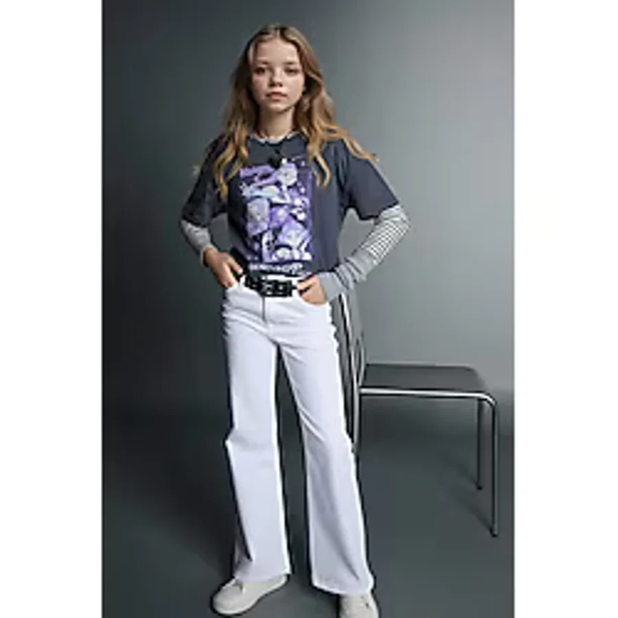 Defacto Flare Fıt Jean Pantolon Kız Çocuk G0253a826smwt34 Beyaz-wt34