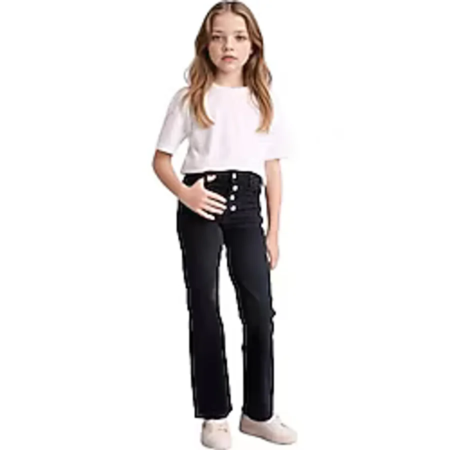 DeFacto Geniş Paça Jean Pantolon Kız Çocuk G9585A826SP - Siyah-NM40 - 9 - 10 Yaş