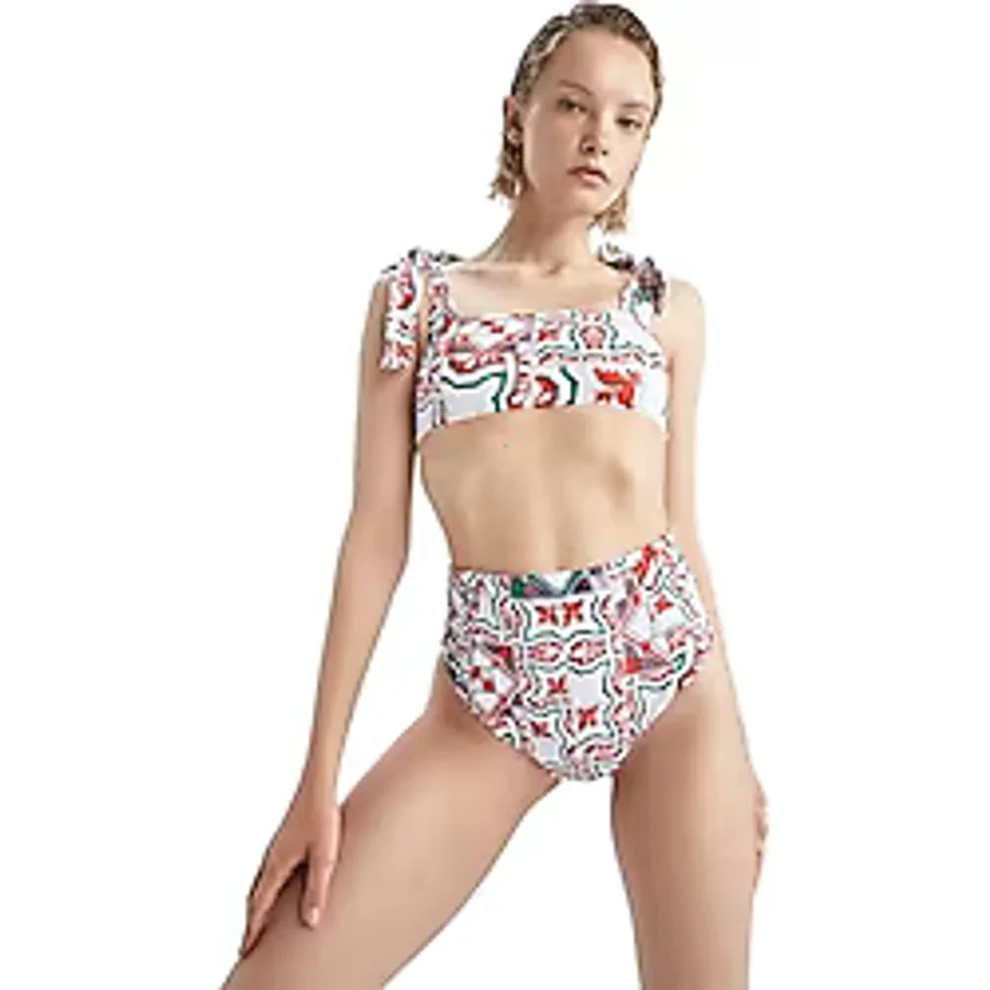 DeFacto Kadın Nefes İstanbul X Defacto Regular Fit Desenli Bikini Altı, Turuncu, Small