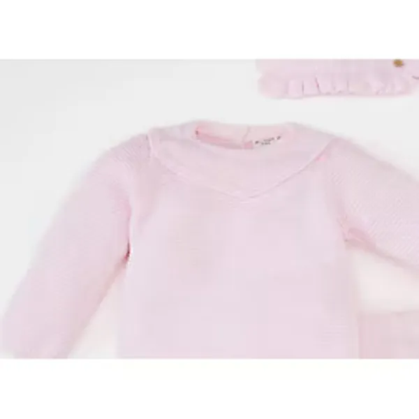 DeFacto Kız Bebek 3'lü Takım Basic Düz Triko Kazak Beli Lastikli Alt Bere C9763A524WN