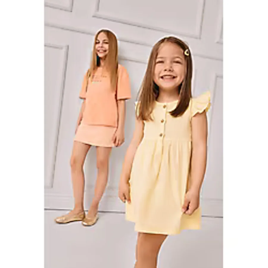 DeFacto Kız Bebek Basic Düz Kısa Kollu Flamlı Poplin Yazlık Elbise Z7402A225SMYL118