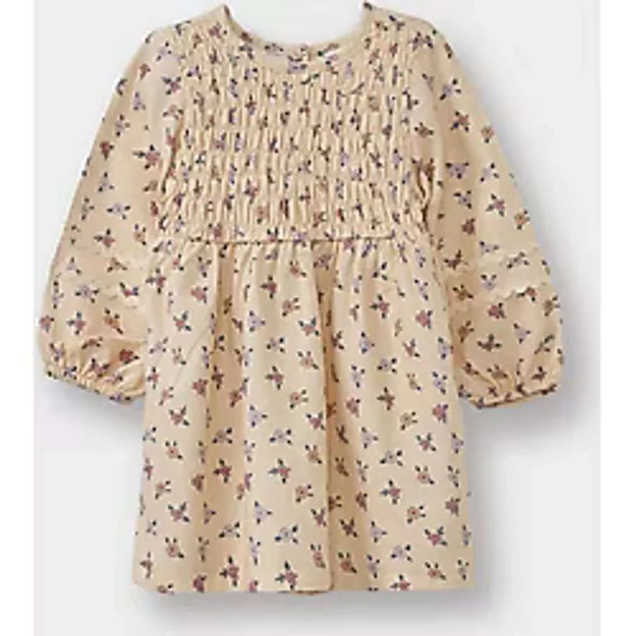 Defacto Kız Bebek Çiçekli Twill Elbise G3513a525auer120 Ekru-er120