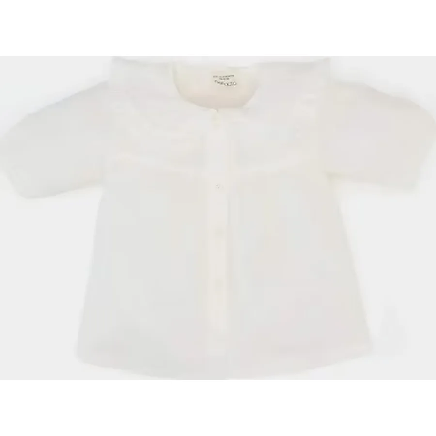 Defacto Kız Bebek Dantel Yaka Flamlı Poplin Kısa Kollu Gömlek E8379a525smwt32 Beyaz