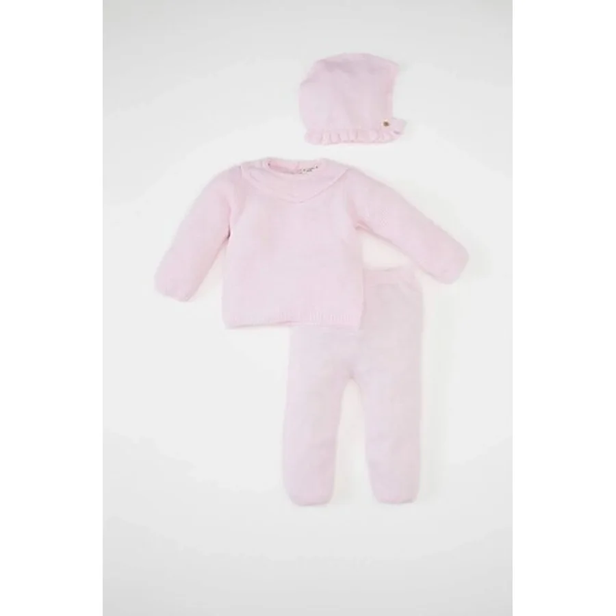 DeFacto Kız Bebek Kazak Alt Bere 3'lü Takım C9763A524WNPN688