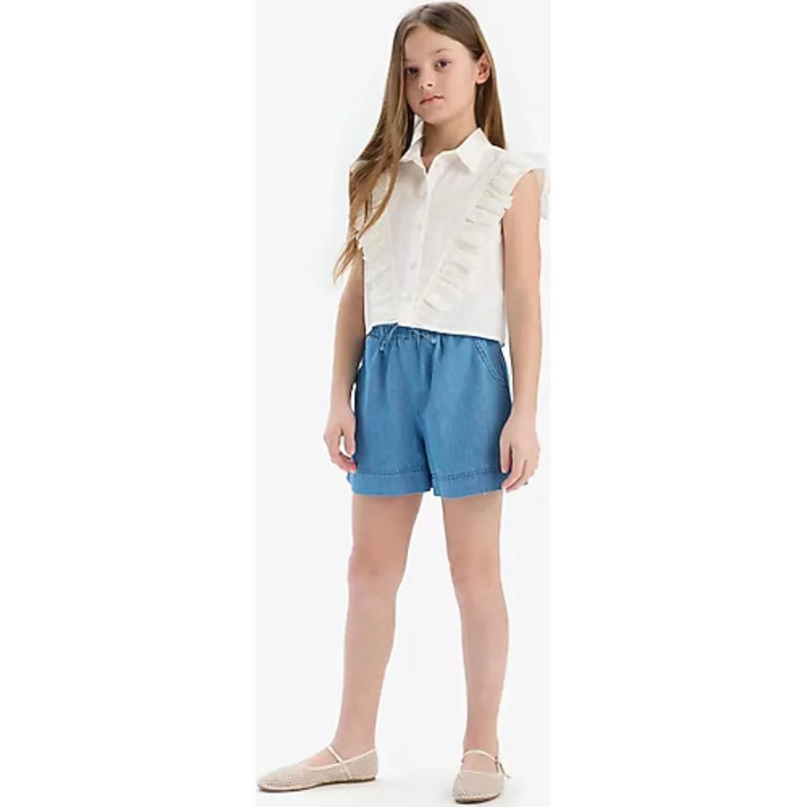 Defacto Kız Çocuk Beli Lastikli Jean Şort B6386a825smnm28 Mavi