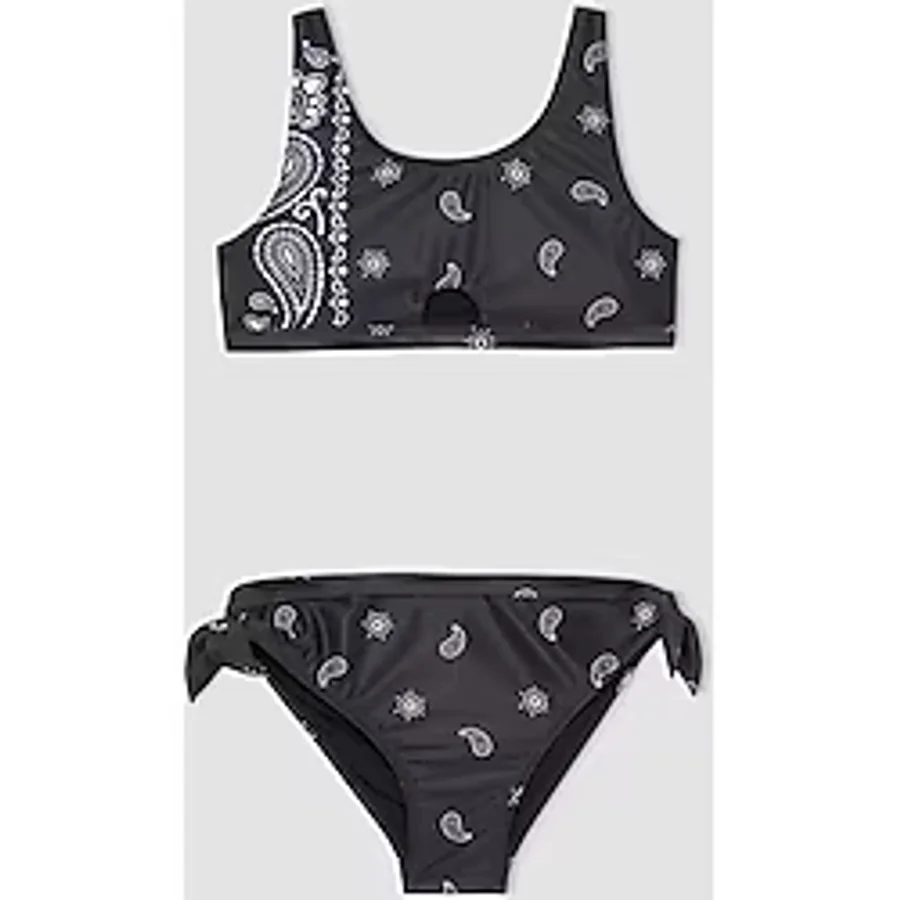 Defacto Kız Çocuk Desenli Bikini Takımı C0368A824SMBK27 Siyah