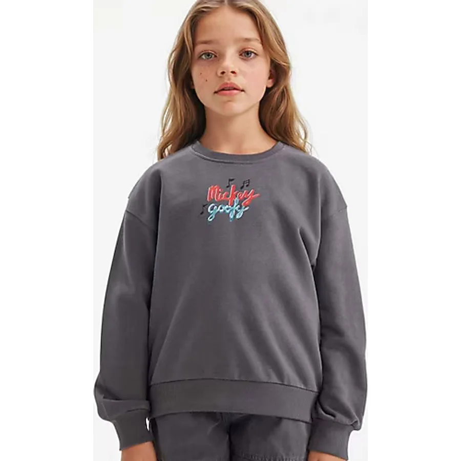 DeFacto Kız Çocuk Disney Mickey Mouse &Friends Oversize Geniş Kalıp Kapüşonlu Sırt Baskılı Sweatshirt D4378A824WN - 13 - 14 Yaş - Antrasit-AR148