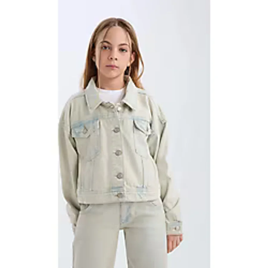 DeFacto Kız Çocuk Jean Ceket D7104A825SPNM39 Mavi