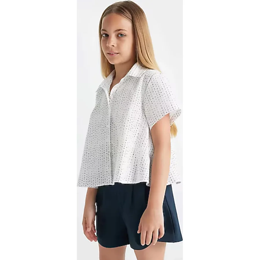 DeFacto Kız Çocuk Relax Fit Pamuklu Kısa Kollu Gömlek C4555A824SMWT34