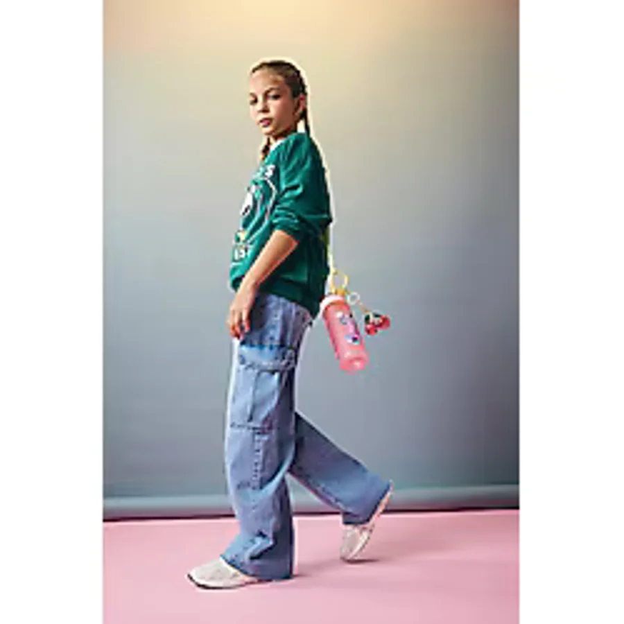 Defacto Kız Çocuk Wide Leg Kargo Geniş Paça Jean Pantolon E5878a825aunm39 Mavi