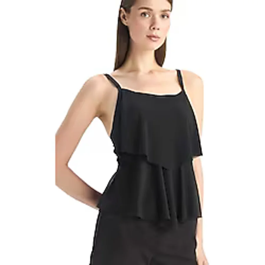 DeFacto Regular Fit Tül Tankini, M, E3293AX25SM, Siyah-BK81, Kadın