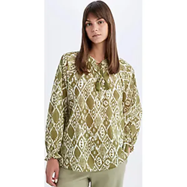 DeFacto Relax Fit Desenli Vual Uzun Kollu Tesettür Bluz Tunik C9738ax24sm