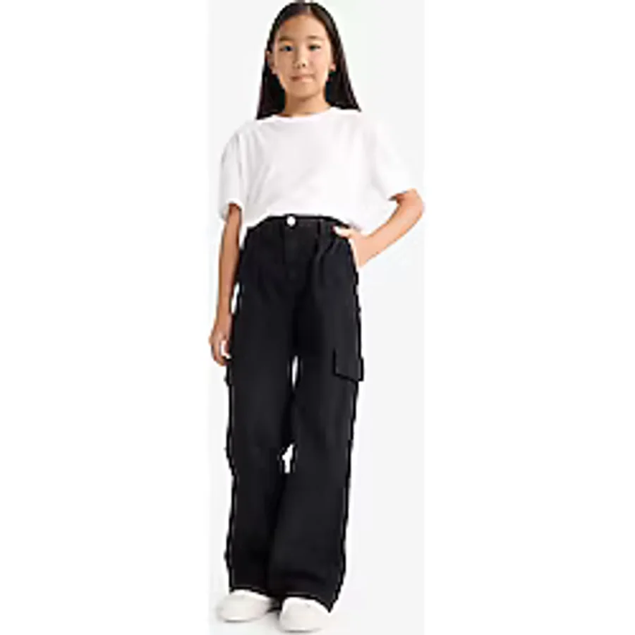 Defacto Wide Leg Kargo Geniş Paça Antrasit Kız Çocuk Jean Pantolon E5880a8/nm36 Antrasit