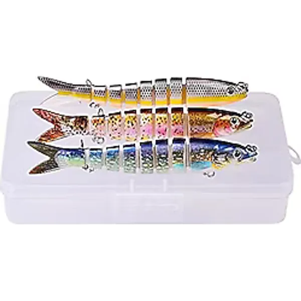 Defne Store 8 Eklemli 3D Oynak Rapala Sahte Balık Yem Seti Tatlı ve Tuzlu Su Uyumlu Wobblers Swimbait, 3 Adet - Standart - Çok Renkli