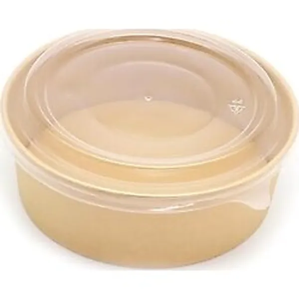 Defne Store Omeyva Yuvarlak Şeffaf Kapaklı Kağıt Karton Kraft Salata Yemek Kabı Kase- 32 Oz -1000 Ml. - 50 Adet