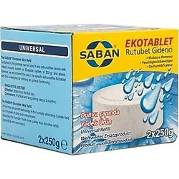 Defne Store Saban Nem Alıcı 2 Adet 250 G Yedek Parça Tablet Naturel (Kokusuz) Rutubet Giderici - Çok Renkli