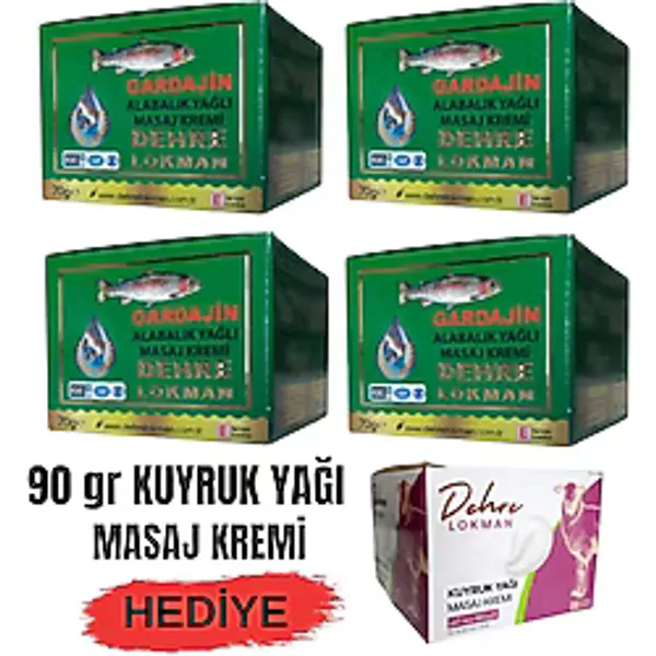 Dehre Lokman Gardajin Alabalık Yağı Kremi 70 gr x 4 Ad.& Kuyruk Yağı Masaj Kremi Hediye