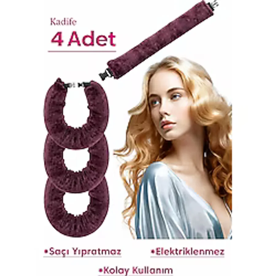 Deko Dekor Gül Kurusu Kadife Saç Şekillendirici Kadife Saç Sosisi ve Kadife Saç Bigudi Isısız Saç Şekillendirme