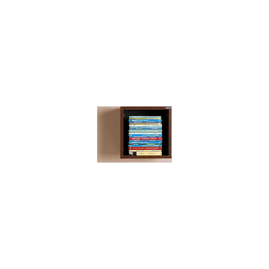 Dekoratif Kare Duvar Rafı - İspanyol Ceviz 30X30x25 Cm (Gxyxd)