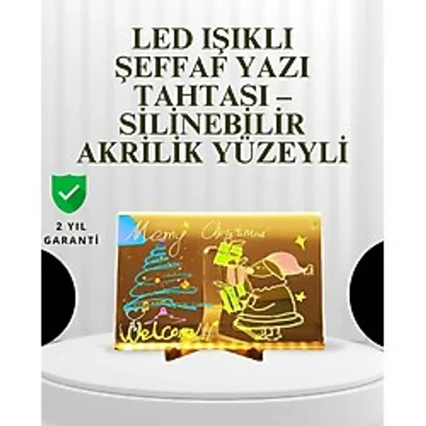 Dekoratif LED Yazı Tahtası - Silinebilir, Neon Kalemli, Planlama ve Hatırlatma İçin Ideal - Lisinya