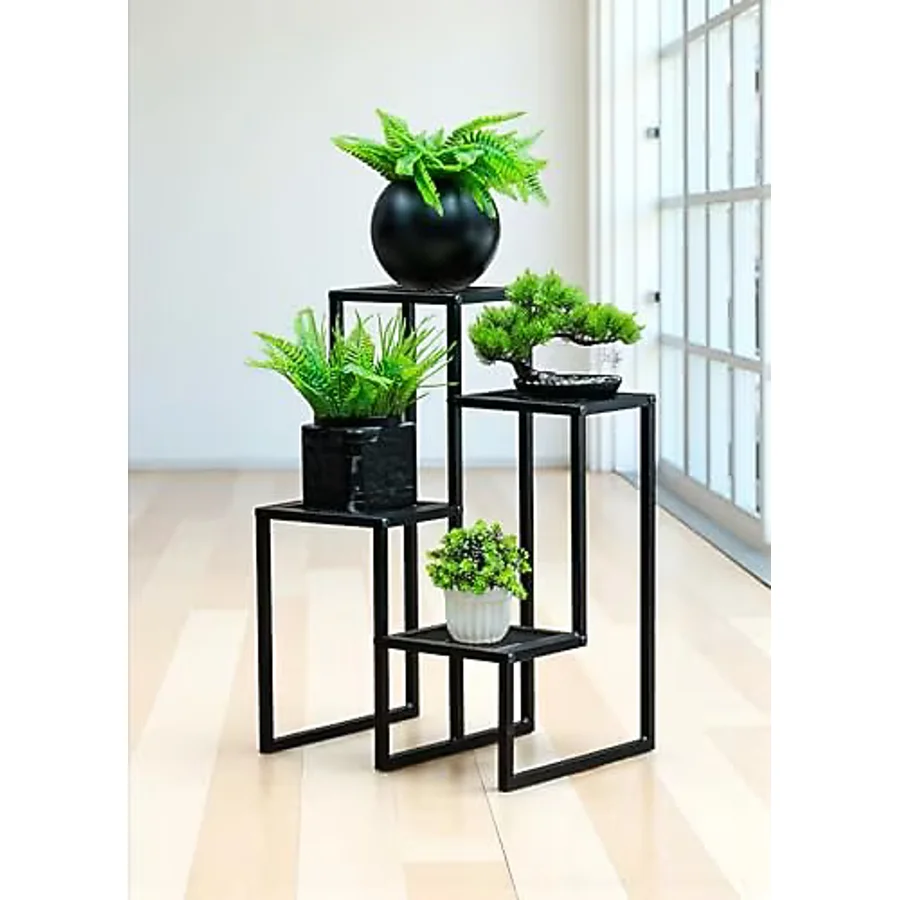 Dekoratif Metal 4 Raflı Saksılık Katlı Dikey Saksı Standı Çiçeklik Bahçe Ve Balkon Dekoru Garden