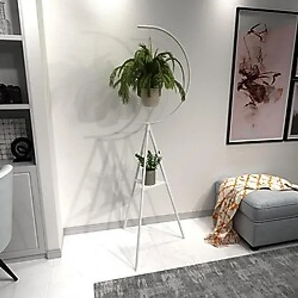 Dekoratif Metal Çiçeklik Saksı Askısı Dekoratif Saksılık Beyaz - Çok Renkli