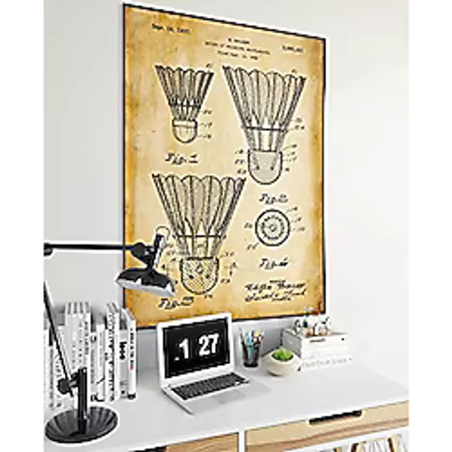 Dekoratif Sanatsal Badminton Topu Patent Posteri 60x90cm.