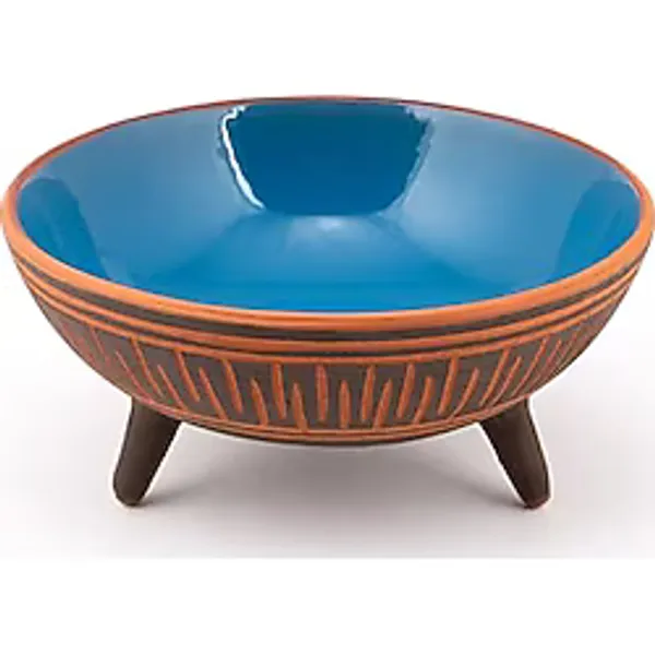 Dekoratif Sunum Kasesi, Seramik Ayaklı Sunum Kasesi, Servis Kasesi, Servis Tabağı, Kase, Tabak (Mavi, 20 Cm)