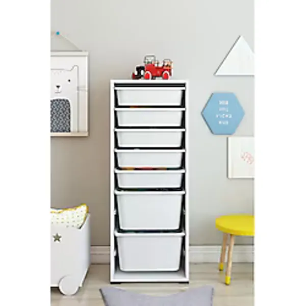 Dekozum Kids 7 Sepetli Oyuncak Dolabı Oyuncak Kutusu Oyuncak Saklama Box - Çok Renkli
