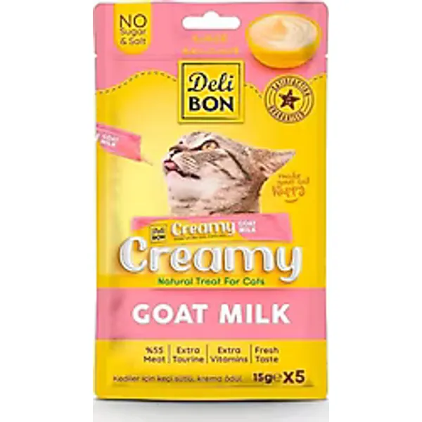 Delibon Creamy Keçi Sütlü 5x15 gr Krema Kedi Ödül Maması