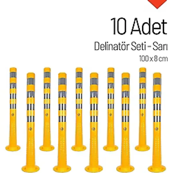 Delinatör 100 x 8 cm Sarı 10 Adet, Esnek Duba