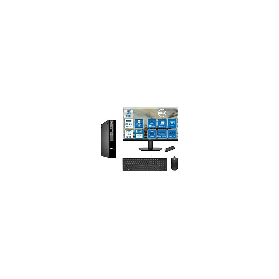 Dell PC Pro Mıcro Qcm1250 Intel CoreTM I5 14500T 24Gb DDR5 1Tb Ssd Intel Uhd Graphics 770 21.5 Dell Monitör FHD Wın11home Mini Masaüstü Bilgisayar Bto00821h08+Zettausbbellek