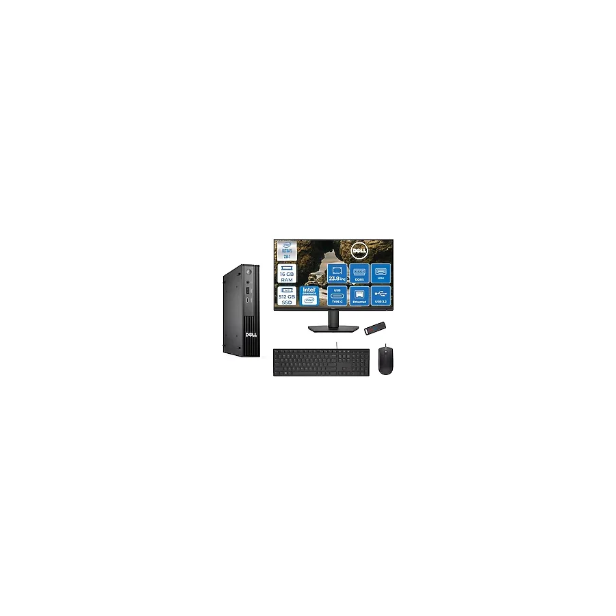 Dell PC Pro Mıcro QCM1250 Intel Ultra 5 235T 16GB DDR5 512GB SSD Intel Graphicsdell 23.8 FHD Mon. Freedos Mini Masaüstü Bilgisayar BTO10623F02