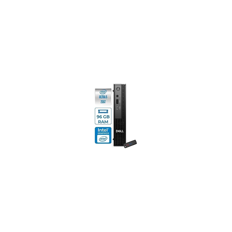 Dell PC Pro Mıcro Qcm1250 Intel Ultra 5 235T 96Gb DDR5 2Tb Ssd Intel Graphics Wın11pro Mini Masaüstü Bilgisayar Bto106p34+Zettausbbellek