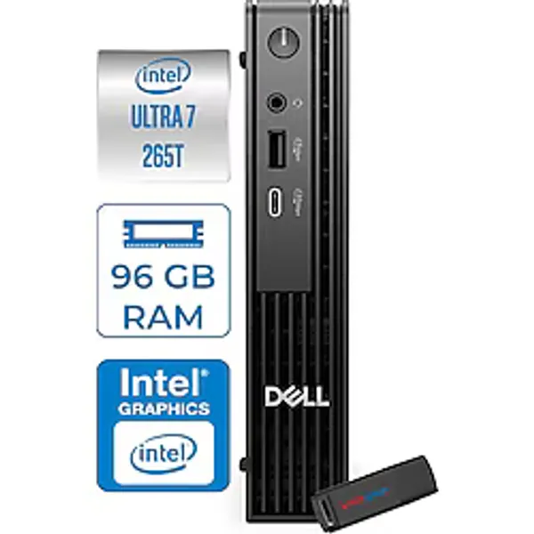 Dell PC Pro Mıcro QCM1250 Intel Ultra 7 265T 96GB DDR5 2tb SSD Intel Graphics WIN11PRO Mini Masaüstü Bilgisayar BTO107P34+ZETTAUSBBELLEK - Windows 11 Pro