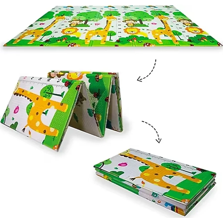 DELT Katlanabilir Çift taraflı Çocuk Bebek Oyun Matı Oyun Aktivite Halısı - 150x200x1 cm (ÇANTALI)