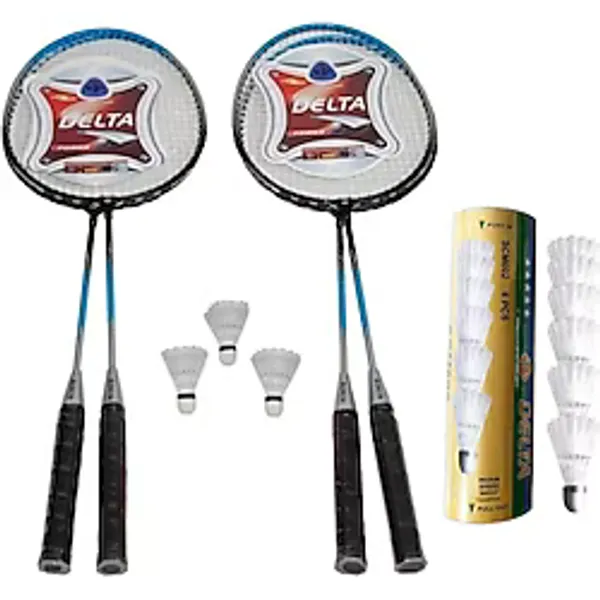 Delta 4 Adet Badminton Raketi + Çantası + 9 Adet Orta Hız Sevenler İçin Badminton Topu Seti