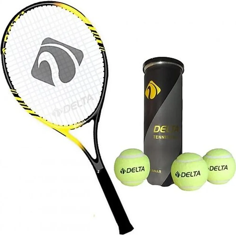 Delta Flame 27 Inç Tek Parça L3 Grip Kort Tenis Raketi + Çantası + 3 Adet Tenis Maç Topu Seti