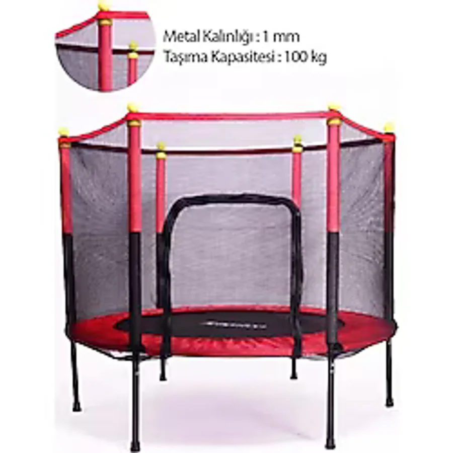 Delta Güvenlik Korumalı Fileli 140 Cm Özel Fermuar Güven Konforlu Çocuk Trampolini 55 İnç Trambolin