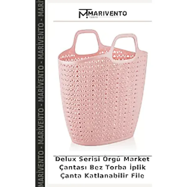 Delux Serisi Örgü Market Çantası Bez Torba Iplik Çanta Katlanabilir File - Tek Ebat