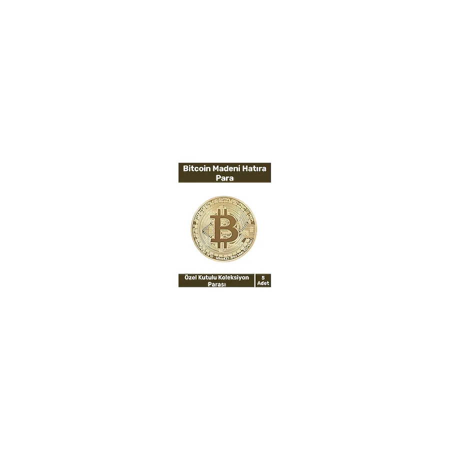 Deluxe Series Kutulu Hediyelik Kripto Hatıra Koleksiyon Bitcoin Madeni Para Altın Rengi 5 Adet