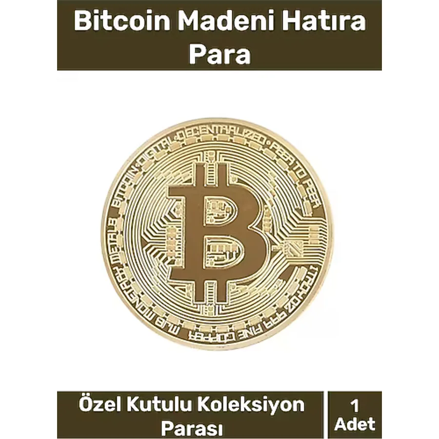 Deluxe Series Kutulu Hediyelik Kripto Hatıra Koleksiyon Bitcoin Madeni Para Altın Rengi 1 Adet