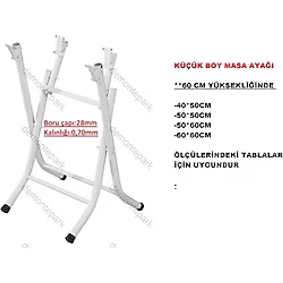 Demontepark Katlanır Masa Ayağı-Küçük Boy-Beyaz Renk