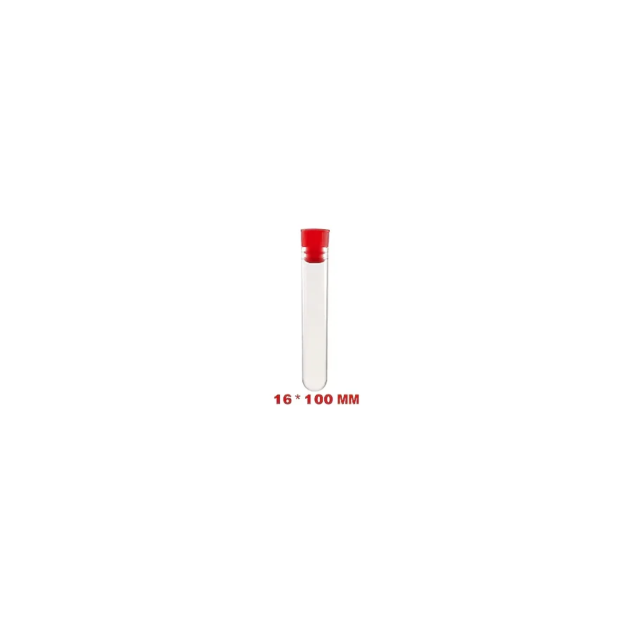 Deney Tüpü 16 x 100 mm / Plastik (10 Adet) - Dibi Yuvarlak Kapaklı