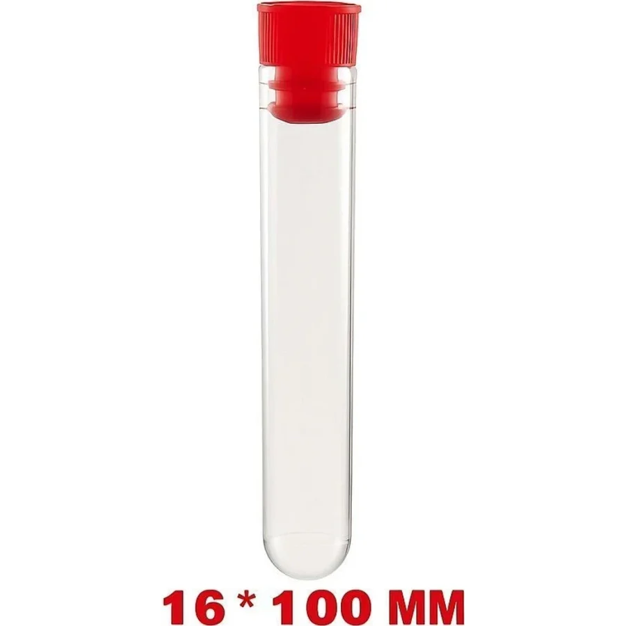Deney Tüpü 16x100 Mm / Plastik (100 Adet) - Dibi Yuvarlak Kapaklı